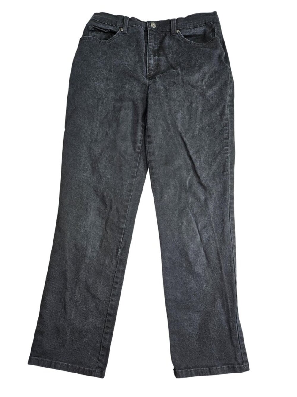 Gloria Vanderbilt Amanda Straight Jeans Womens 10 Short Charcoal Wash Stretch